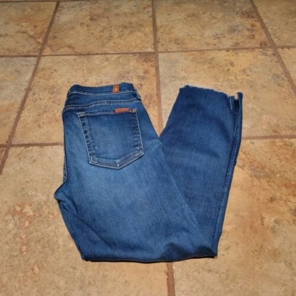 7 for all Mankind Women's Size 27 L24 Low Rise The Modern Straight Blue Jeans - Picture 5 of 9